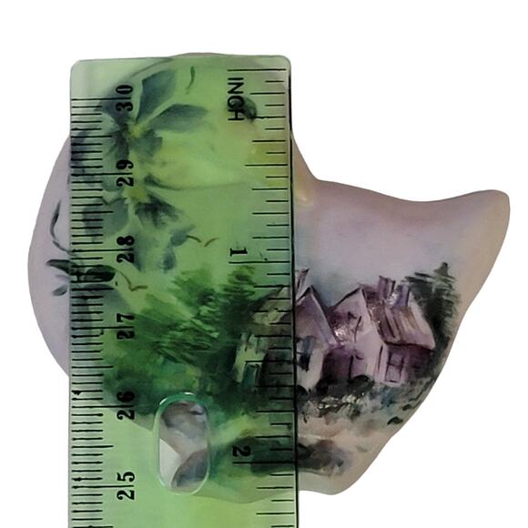 VTG 80s Porcelain Goose Ornament Hand Painted Houses Flowers Trees Hobby Piece - Picture 7 of 8